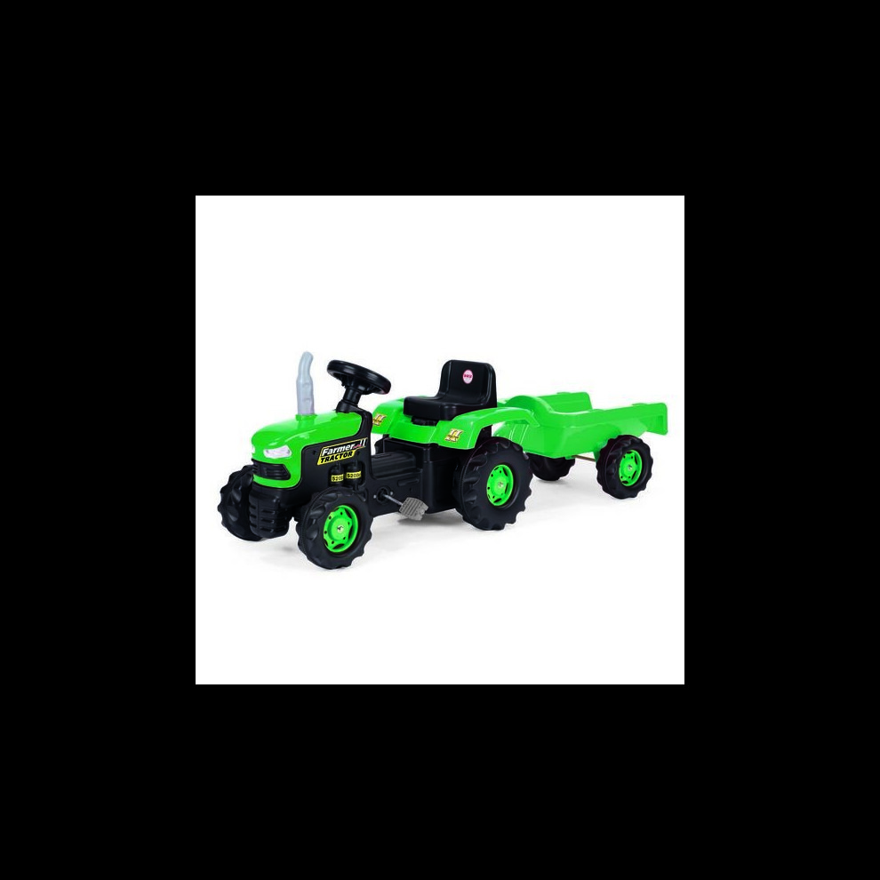 Dolu Kids Tractor Pedal Ride On Truck With Trailer 3 Years+ Green