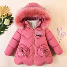 (Watermelon red , 12-18 Months) Baby Kids Girls Coat Parka Hooded Padded Warm UK