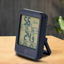 Digital Thermo Hygrometer Electronic Temperature and Humidity Meter Clock Black