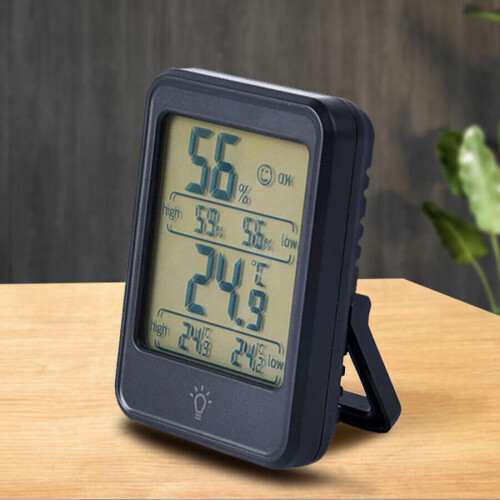 TJC Digital Thermo Hygrometer Electronic Temperature and Humidity Meter Clock Black