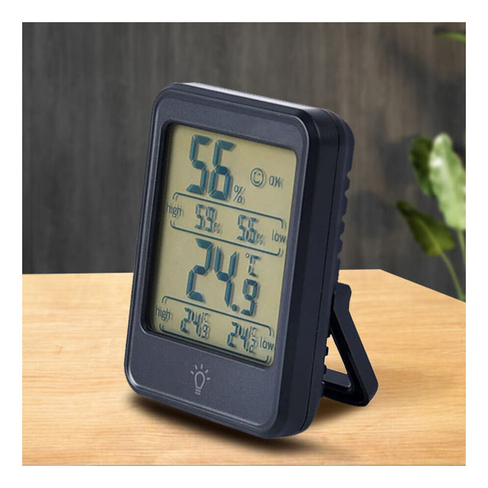 Digital Thermo Hygrometer Electronic Temperature and Humidity Meter Clock Black