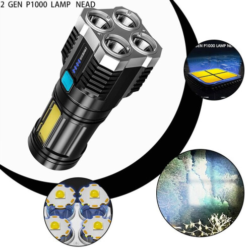 Super Bright Torch LED Flashlight USB Rechargeable Hiking Camping Tactical Lamp 2