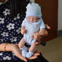 (Blue) Handmade Reborn Real Looking Newborn Baby Girl Vinyl Silicone Realistic Doll 11"