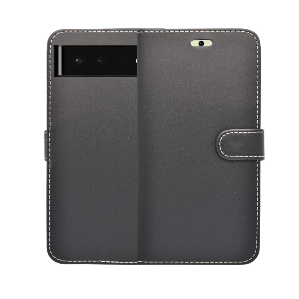 For Google Pixel 6 Sold By Gadget Mob (Black) For Google Pixel 6 Case Wallet Flip Pu Leather Kickstand Card Holder Phone Cover Black