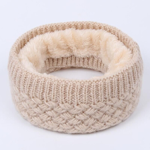 (Beige) Womens Ladies Snood Chunky Knit Knitted Winter Soft Neck Warmer Ski Scarf