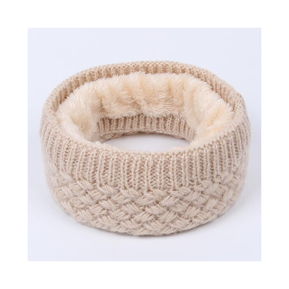 (Beige) Womens Ladies Snood Chunky Knit Knitted Winter Soft Neck Warmer Ski Scarf