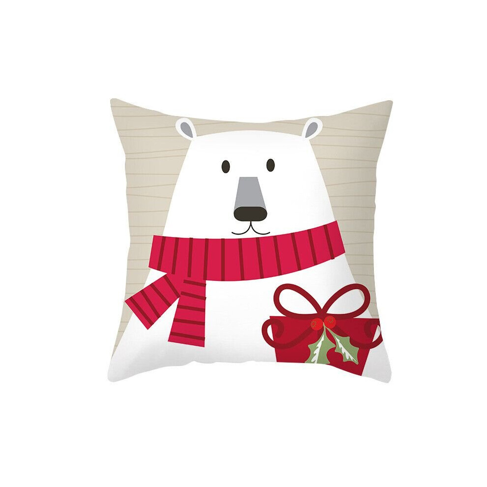 (Bear) Christmas Cushion Cover Xmas Home Sofa Decor Throw Pillow Cover Case Santa Claus