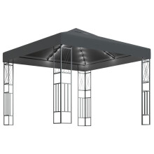 vidaXL Gazebo with LED String Lights 3x3 m Anthracite Fabric Outdoor Sunshade