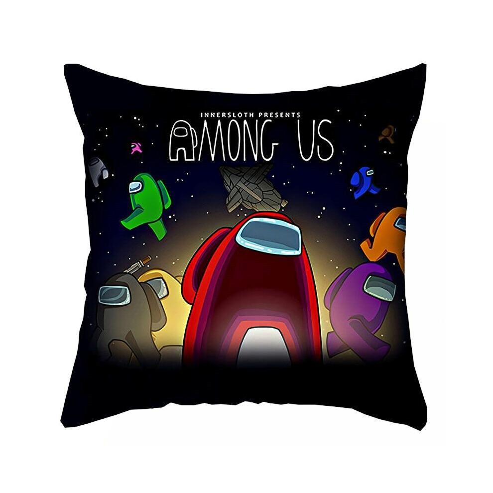 (Red) Game Among Us Cushion Cover Throw Pillow Case Home Sofa Decor Square 4545cm