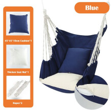 (Blue) Hammock Chair Patio Porch Yard Tree Hanging Air Swing Seat Rope Chair Outdoor