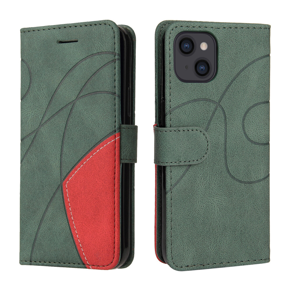 Iphone 13 Mini Case Card Pu Holder Leather Cuir Wallet Flip Cover - Green 8764228926499