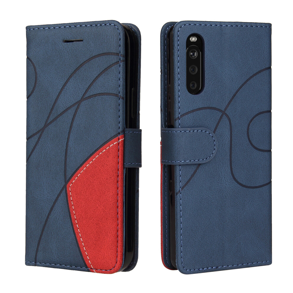 Sony Xperia 10 Iii Case Card Pu Holder Leather Cuir Wallet Flip Cover - Blue 8764228924228
