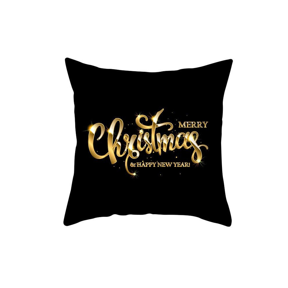 ( Word) 18" Merry Christmas Cushion Cover Home Decor Xmas Throw Pillow Case Gold/Black