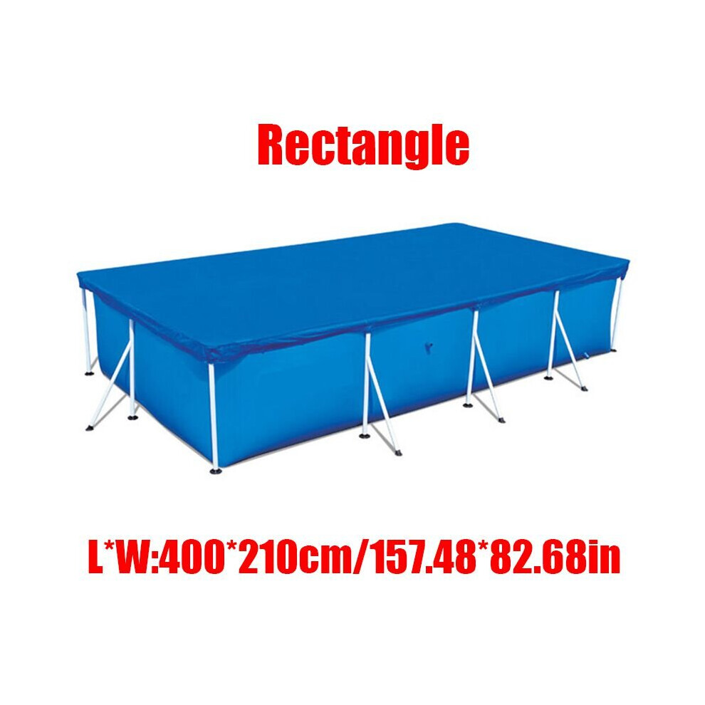 (Rectangle-400, 400*210cm/157.48*82.68in) 6/8/12Ft Garden Outdoor Family Pools Swimming Pool Round Frame Rectangle Cover