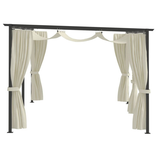 vidaXL Gazebo with Curtains 6m Cream Steel Outdoor Patio Garden Canopy ...