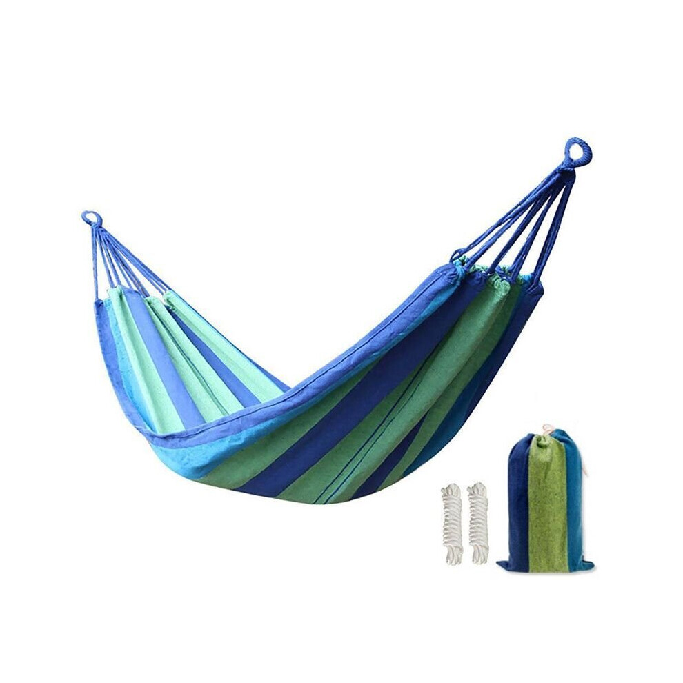 (Blue, L-150*185cm/59*73in) Outdoor Portable Hammock Garden Travel Camping Swing Canvas Hang Lazy Chair Bed