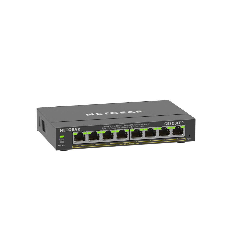 Netgear Gs308epp Poe Switch Port Gigabit Ethernet Lan Switch Poe+ 123W Plus (Managed Netzwerk Switch Poe Mit Igmp Snooping, Qos, Vlan, Lüfterloses Metallgehäuse) Größe 8 Schwarz - Image 10