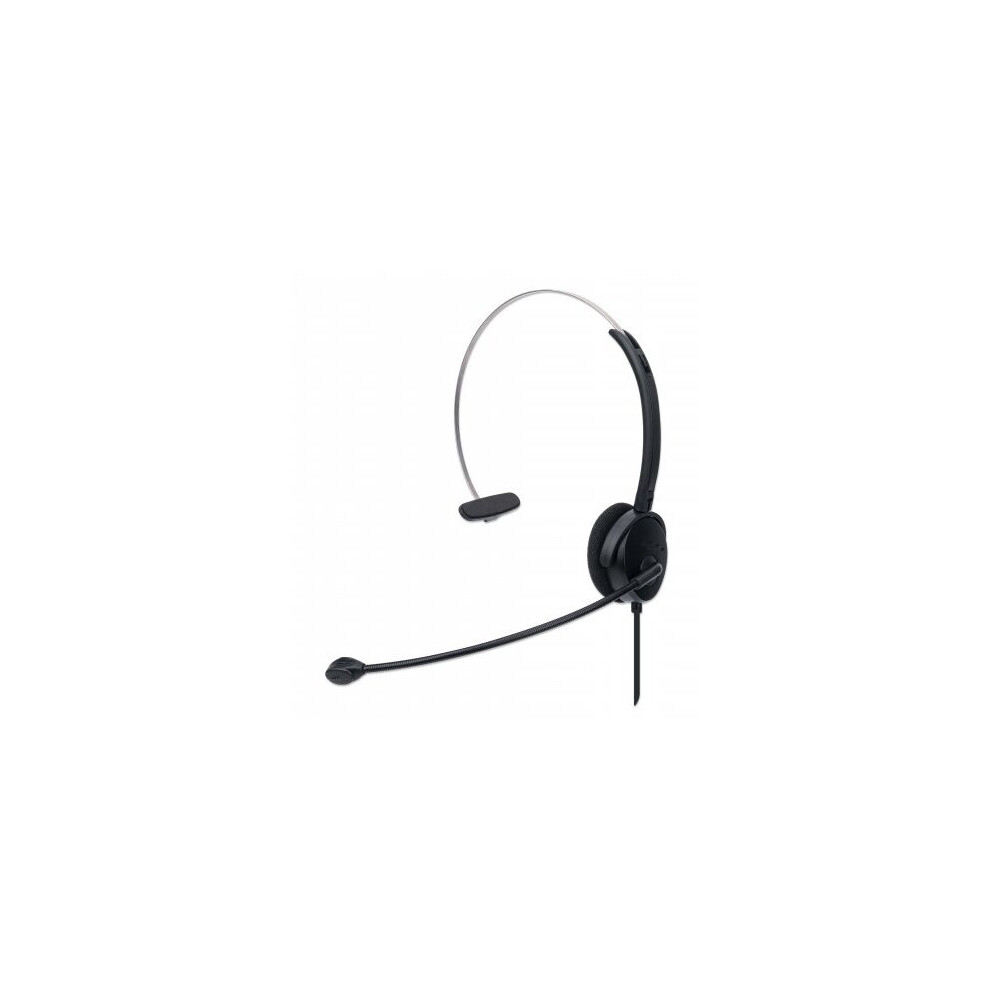 Manhattan Mono On-Ear Headset (Usb), Microphone Boom (Padded), In-Line Volume Control, Ear Cushion, Usb-A, Cable 1.5M, 3 Year Warranty Black 766623179867