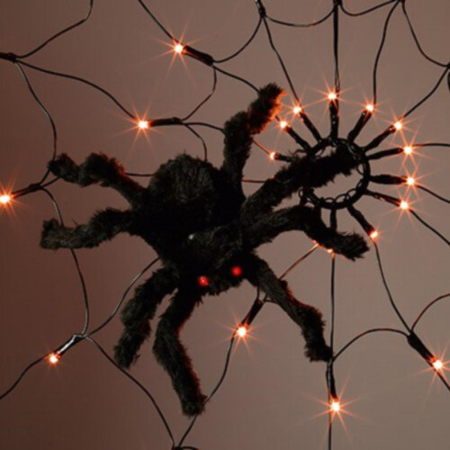 Halloween Decoration Spider Web LED Light 1 Metre 70 Orange LEDs 2