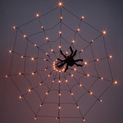 Halloween Decoration Spider Web LED Light 1 Metre 70 Orange LEDs 1