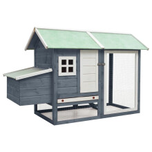 vidaXL Chicken Cage Grey 170x81x110cm Solid Pine & Fir Wood Pet Rabbit Cage