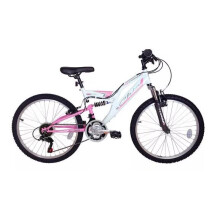 Dallingridge Chic Girls Full Susp Mountain Bike 24" Wheel White Pink