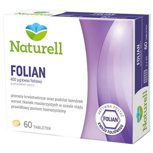 Naturell Folian, kwas foliowy 400 µg, 60 tabletek