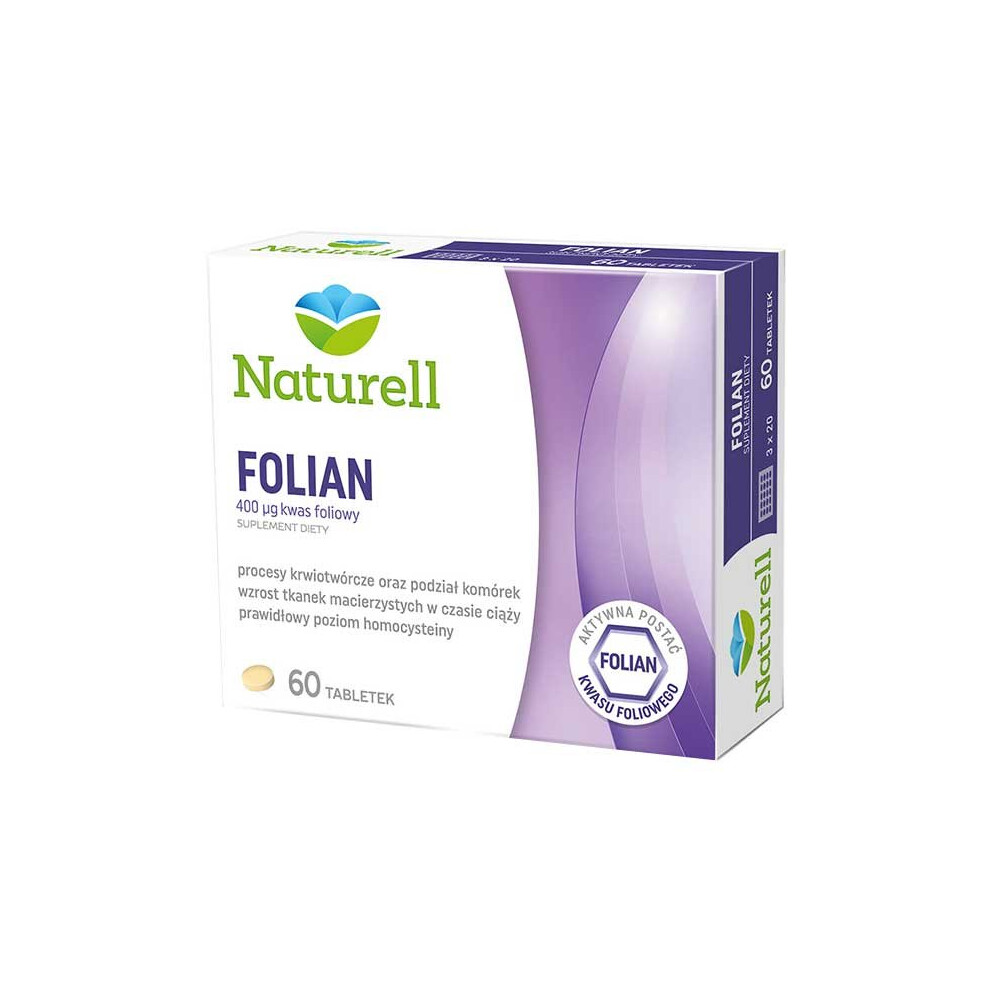 Brand: Naturelle Naturell Folian, Kwas Foliowy 400 Μg, 60 Tabletek
