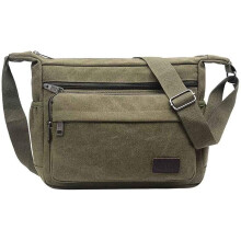 (Green) JAKAGO Waterproof Messenger Shoulder Bag Multi Pockets Crossbody Bag for for Men Women, Casual Travel Bag Canvas Handbag