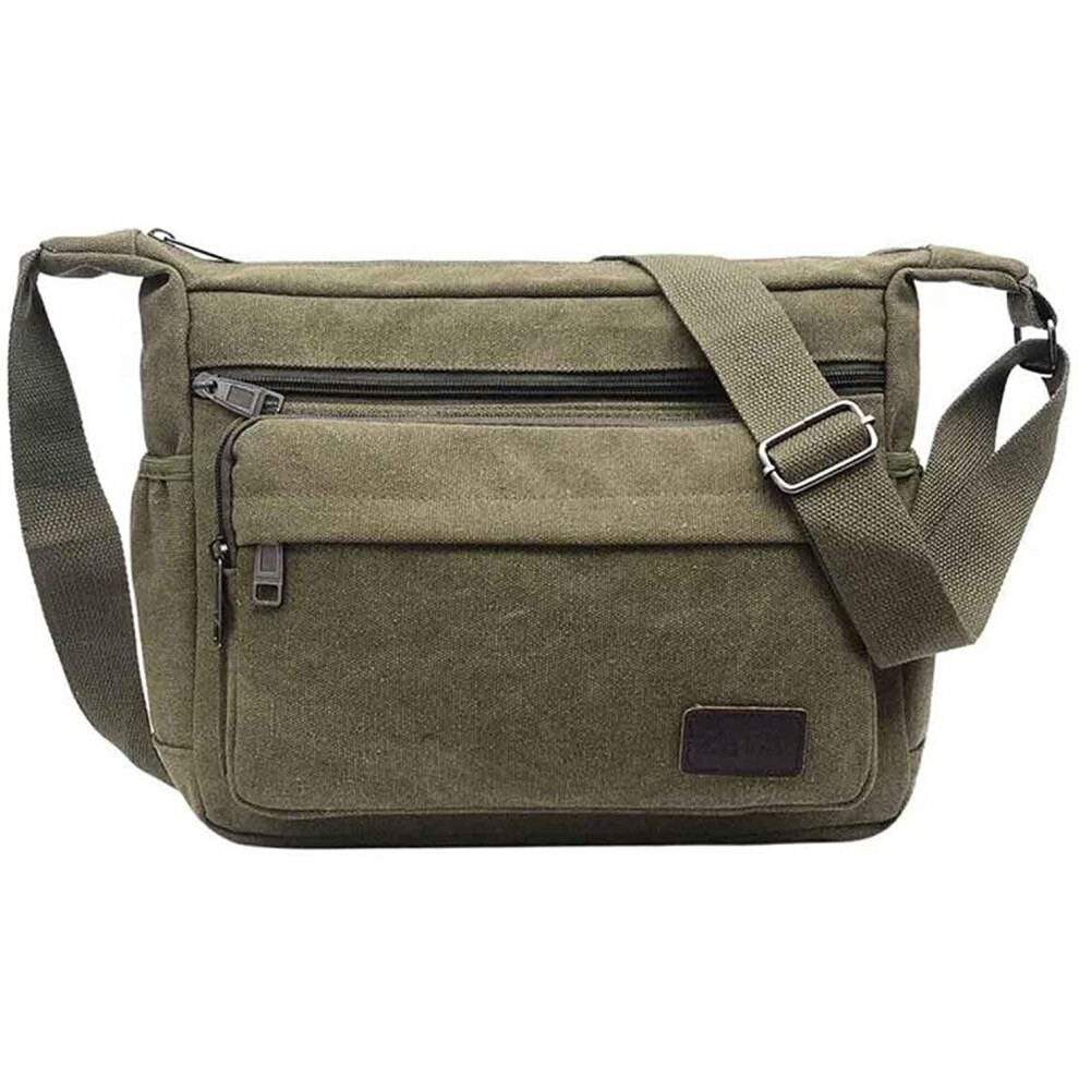 (Green) JAKAGO Waterproof Messenger Shoulder Bag Multi Pockets Crossbody Bag for for Men Women, Casual Travel Bag Canvas Handbag