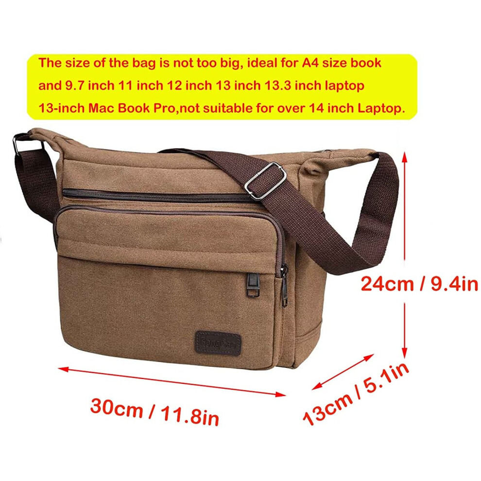 Coffee JAKAGO Waterproof Messenger Shoulder Bag Multi Pockets Crossbody Bag for for Men Women Casual Travel Bag Canvas Handbag on OnBuy