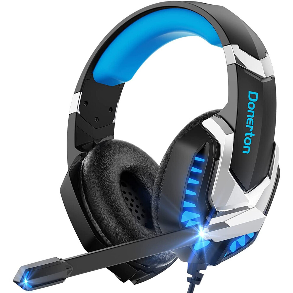 Donerton Gaming Headset, Over-Ear Gaming Headphones with Noise Canceling Mic, Stereo Bass Surround Sound, LED Light, Sof-image-OPC-P8KZ6RQ-NEW