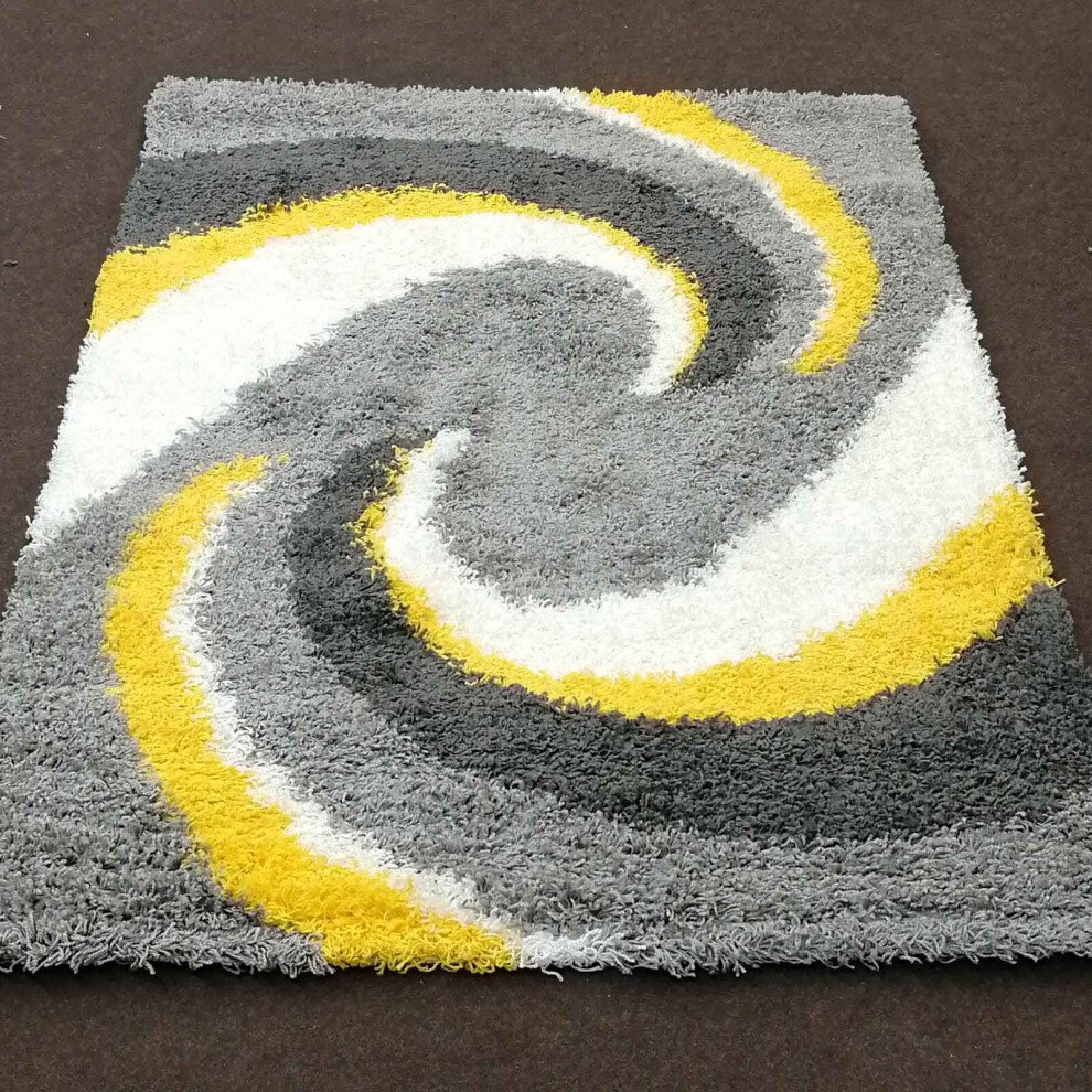 (120x170cm) Grey Silver Yellow 5cm Modern Non Shed Shaggy Rugs