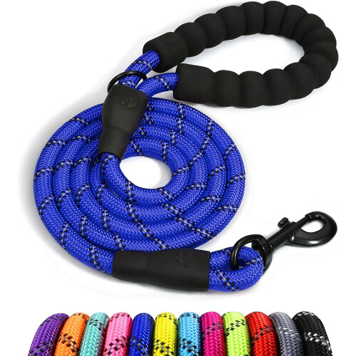 Taglory Rope Dog Lead with Soft Padded Handle, 4 FT Strong Reflective Dog Lead and Multi-Colour for Medium Dogs, 1.0cm,