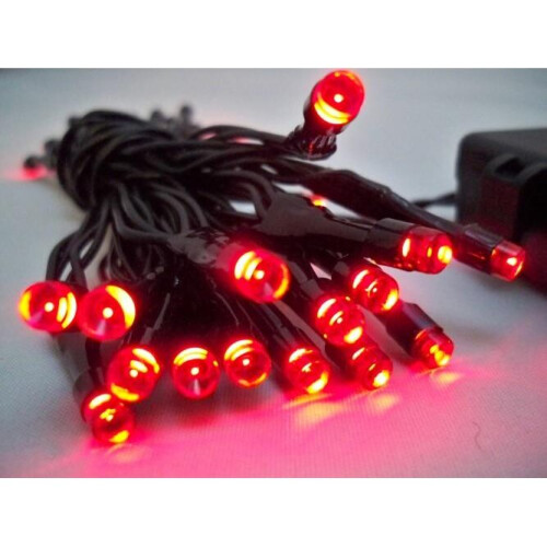 (50 LED's) Red LED Outdoor Waterproof Battery 8 Multi-Function String Fairy Lights with Timer