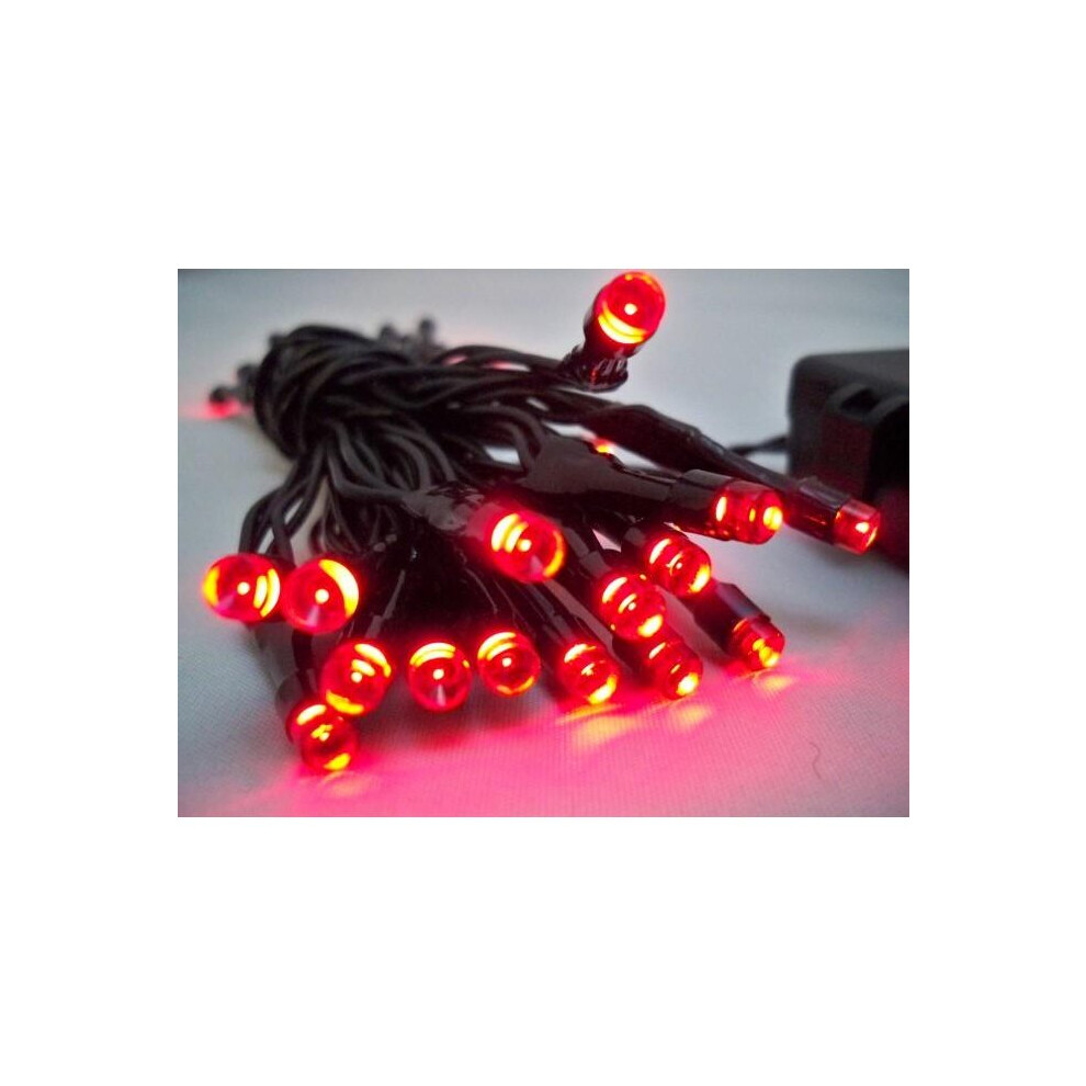 (50 LED's) Red LED Outdoor Waterproof Battery 8 Multi-Function String Fairy Lights with Timer