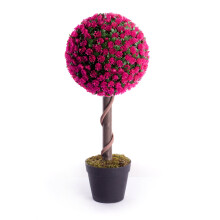 (Pink) Best Artificial 2ft - 60cm Rose Ball Topiary Tree