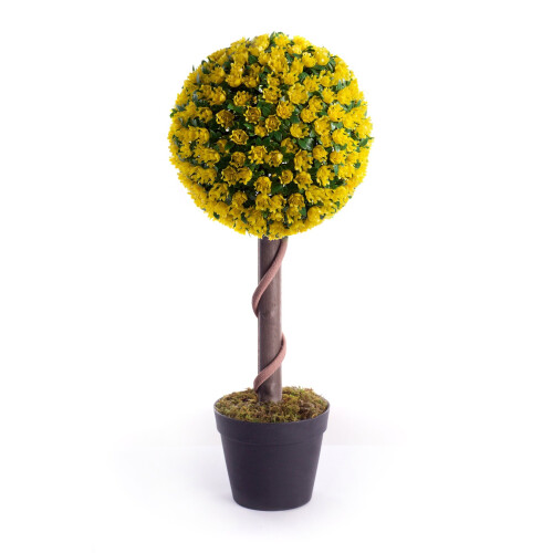 (Pink) Best Artificial 2ft - 60cm Rose Ball Topiary Tree 2