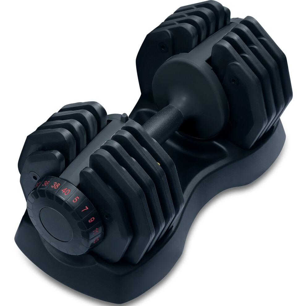 Strongology Home Fitness Single Adjustable Smart Dumbbell from 5kg to 40kg Training Weights in Black