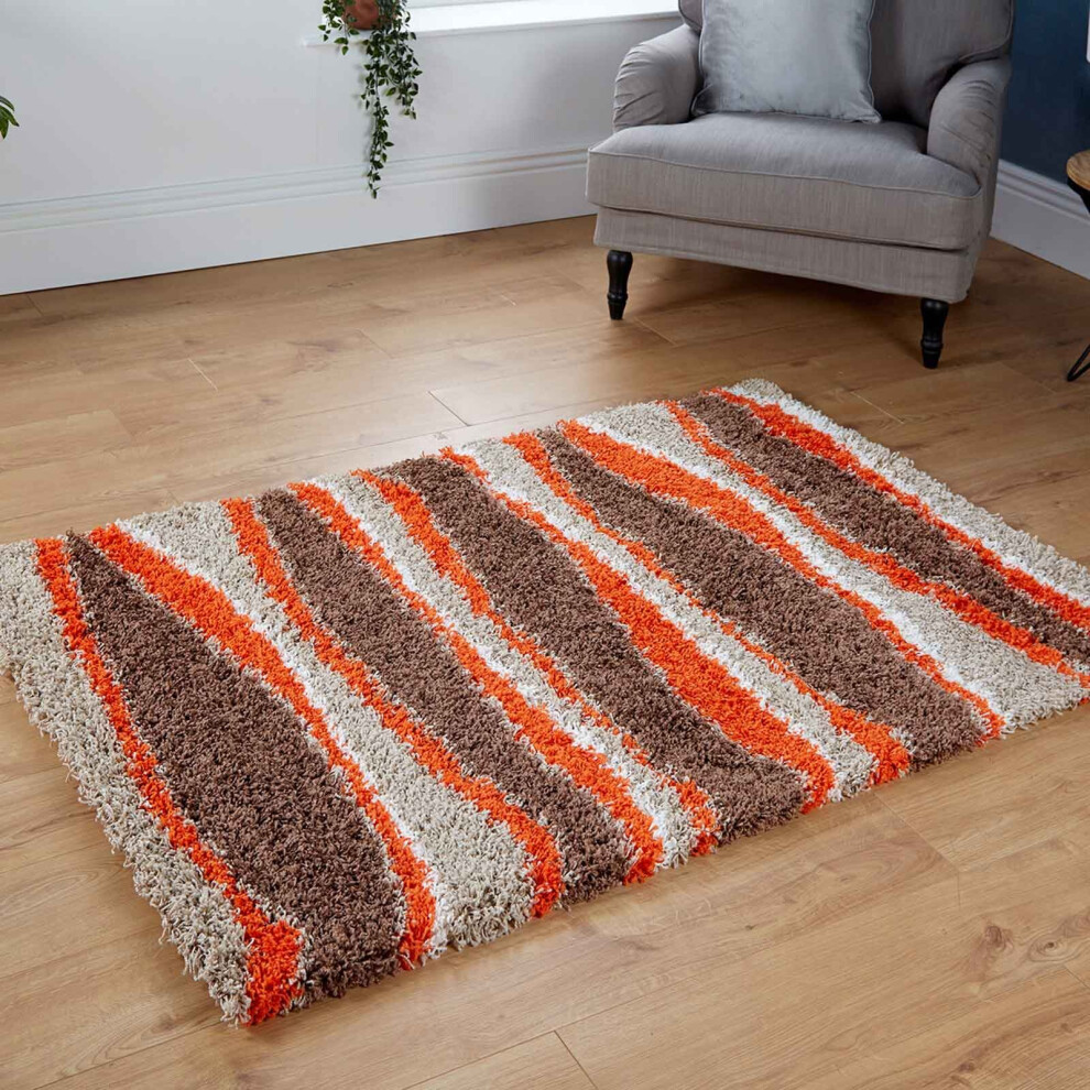 (120x170cm) Modern Thick Shaggy Quality 5cm Beige Orange Rugs