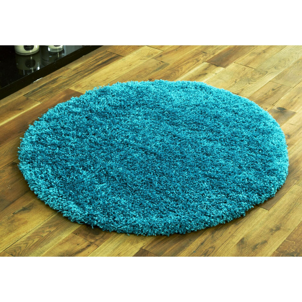 (133x133cm) 5cm THICK LARGE SHAGGY TURQUOISE BLUE RUNNER RUGS