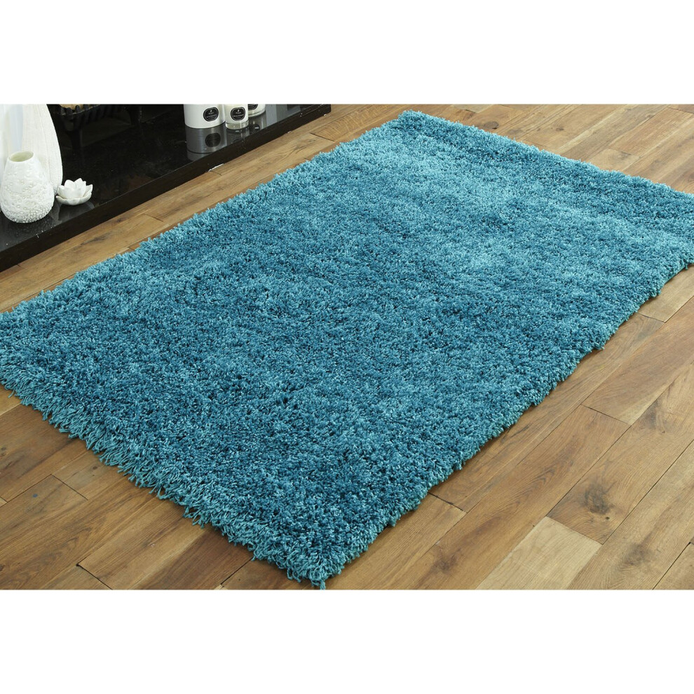 (80x150cm) 5cm THICK LARGE SHAGGY TURQUOISE BLUE RUNNER RUGS