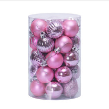 (Pink) 34PCS Glitter Christmas Tree Baubles Balls Ornament Wedding Party Decor 4cm