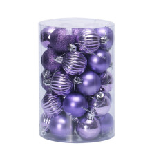(Light Purple) 34PCS Glitter Christmas Tree Baubles Balls Ornament Wedding Party Decor 4cm