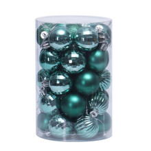 (Green) 34PCS Glitter Christmas Tree Baubles Balls Ornament Wedding Party Decor 4cm