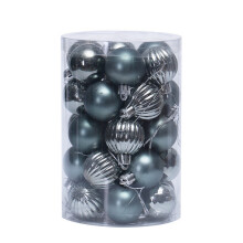 (Grey) 34PCS Glitter Christmas Tree Baubles Balls Ornament Wedding Party Decor 4cm
