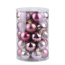 (Rose gold ) 34PCS Glitter Christmas Tree Baubles Balls Ornament Wedding Party Decor 4cm
