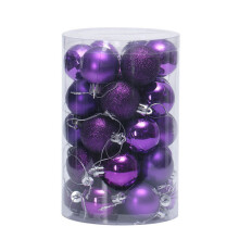 (Purple) 34PCS Glitter Christmas Tree Baubles Balls Ornament Wedding Party Decor 4cm