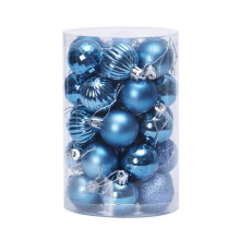 (Ice blue ) 34PCS Glitter Christmas Tree Baubles Balls Ornament Wedding Party Decor 4cm
