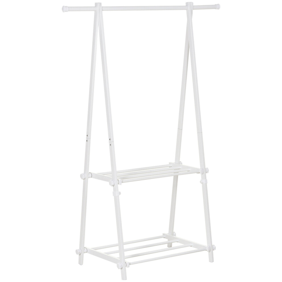 HOMCOM 40KG Freestanding Steel Clothes Hanger w/ 2 Shelves Wardrobe